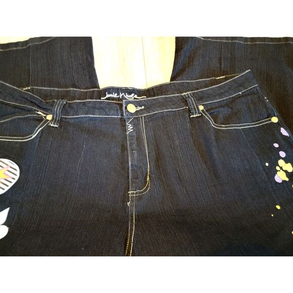 Jamie Nicole 20 Blue Jeans Dark Wash Paint & Patch‎ Boot Cut Pockets NEW - Picture 6 of 11